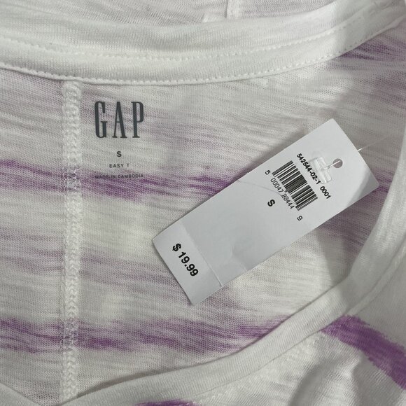 GAP Womens Shirt Size Small Easy Tee V-Neck Short Sleeves Striped Sheer - Picture 4 of 6